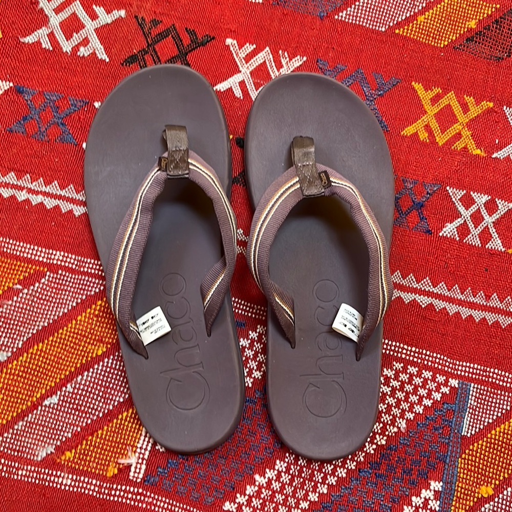 Purple Chaco flip flops